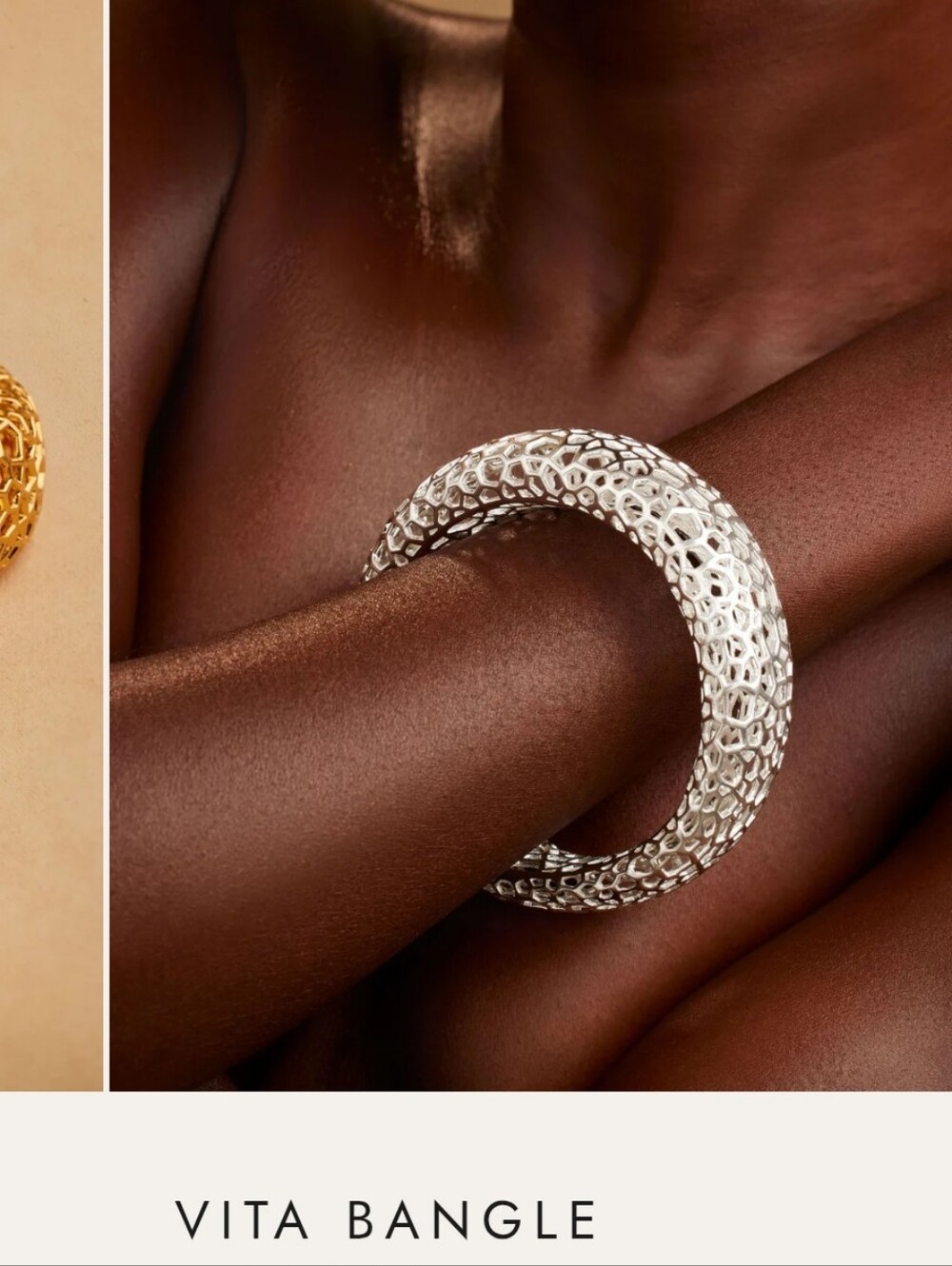 Vita Khoi  Bangle Silver Textured Dome Bracelet-EXTENDED